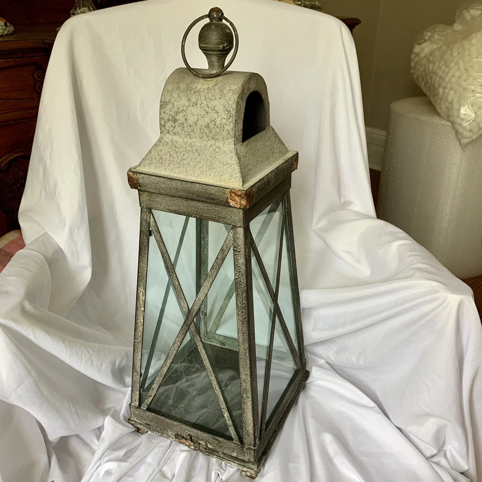 Candelabro grande linterna vintage granja envejecido rústico 23,5" de alto Foto 2 de 4