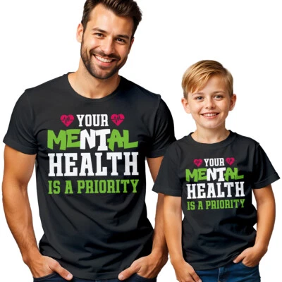 Herren Kinder Psychische Gesundheit hat Priorität Bewusstsein T-Shirt Tee Angst Emotion #MHA