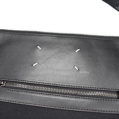 NWT $940 Maison Margiela Men's Black Canvas Leather Shoulder Bag