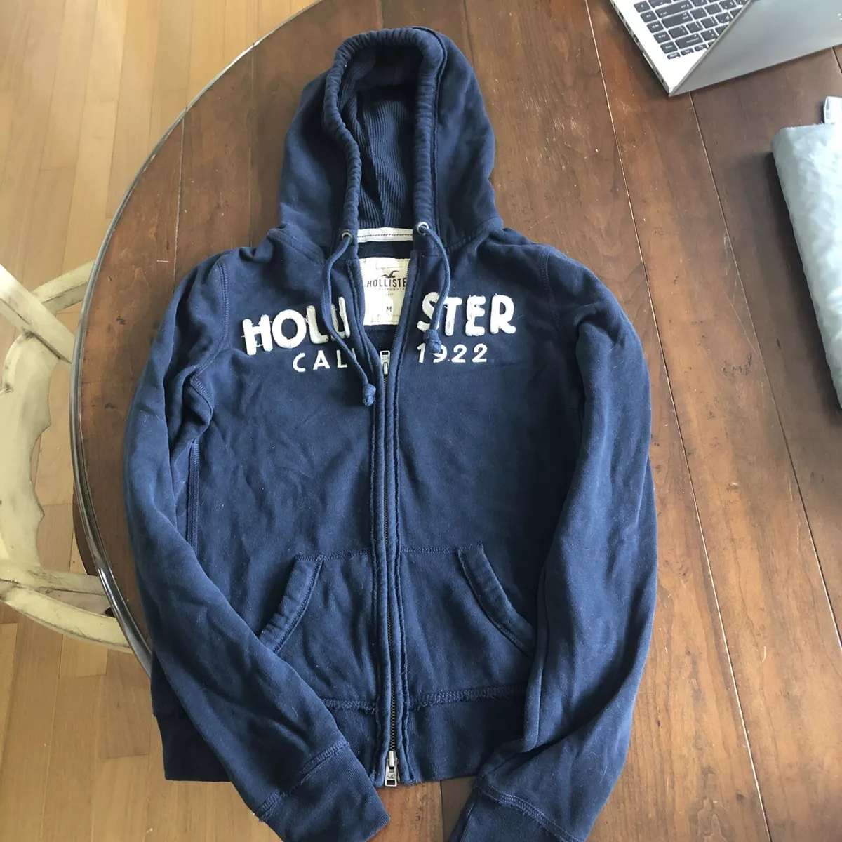 HOLLISTER WOMENS FULL ZIP HOODIE SWEATSHIRTS BLUE SIZE S