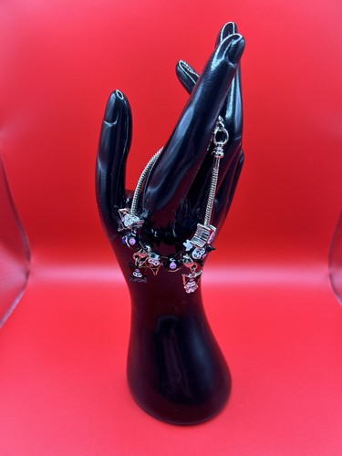 Sanrio Cartoon Anime Kuromi Black Charm Bead Bangle Bracelet - Picture 5 of 14