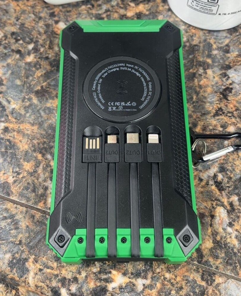 (Open Box) 36000mAh W22 Wireless Charger  Solar Power Bank