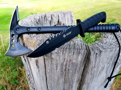Beil + Messer Axt Knife Tomahawk Bowie Buschmesser Jagdmesser Hunting Outdoor