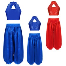 Kids Girls Outfit Dance Vest With Trousers Loose Dress Up Fit Party Uniform