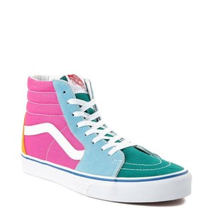 pink blue and green vans 