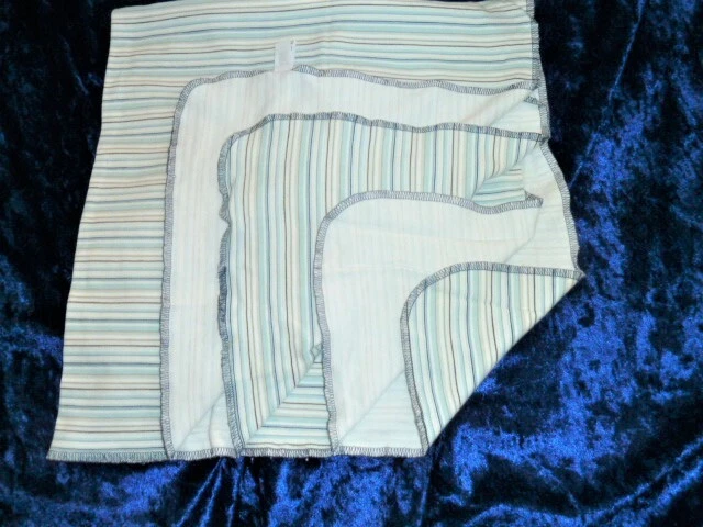 Antigua Camiseta de Algodón Elástico Blanco Marino Bebé Manta Naranja Azul Rayas Foto 3 de 3