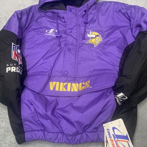 NWT VTG 90s Minnesota Vikings Pro Line Logo Athletic Pullover Puffer Jacket Sz M - Picture 10 of 14