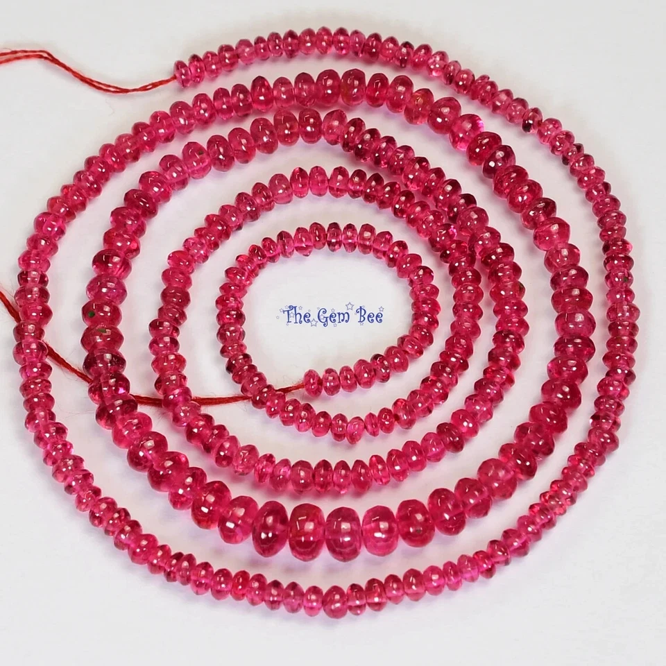 2-4mm Untreated No heat Neon Pink Burmese Jedi Spinel Smooth Rondelle Bead 16" - Image 3 of 4