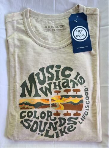 Life Is Good SS Shirt Slub Tee MUSIC IS WHAT COLOR SOUNDS LIKE Chest51in Mens XL - Picture 8 of 8