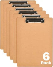 Happyhapi Clipboards 6 Pack 9" X 12.5" Clipboards Bulk, Wooden Hardboard Clipboa