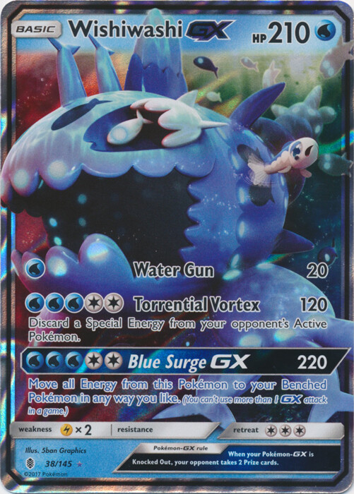 Wishiwashi-GX - 38/145 Ultra Rare Guardians Rising NM Pokemon TCG