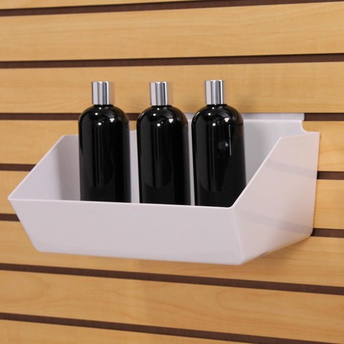 2 Slatwall Bins Dump Acrylic White 12” x 9 ½” x 5 ½” Slat Wall Retail - Picture 7 of 9
