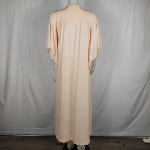 Camicia da notte e accappatoio vintage Gilead Peignoir taglia M lunga panna chiffon ricamato floreale - Foto 8 di 21