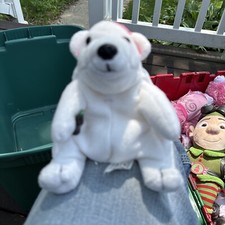 Coca-Cola Polar Bear with Pink Ribbon Plush Bean Bag Spring Mass Set 1997