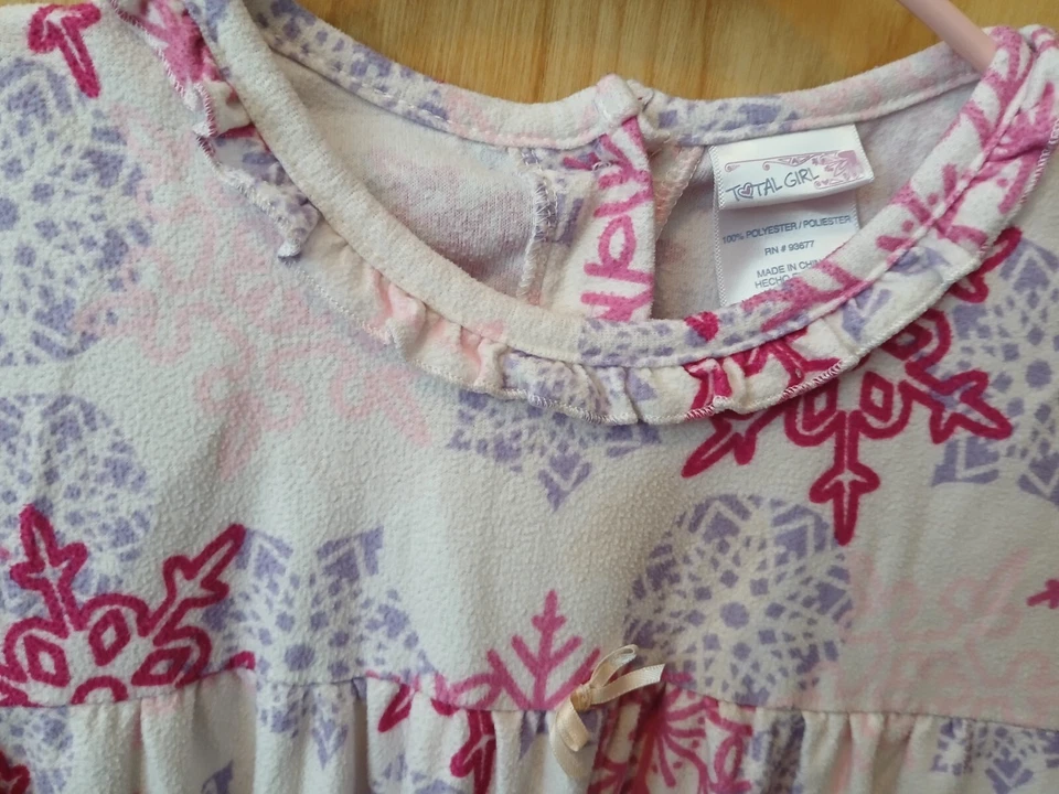 ДЕВОЧКИ 10 12 ВСЕГО ДЕВОЧКА ФЛИС НОЧНАЯ РУБАШКА СНЕЖИНКИ - Изображение 2 из 2