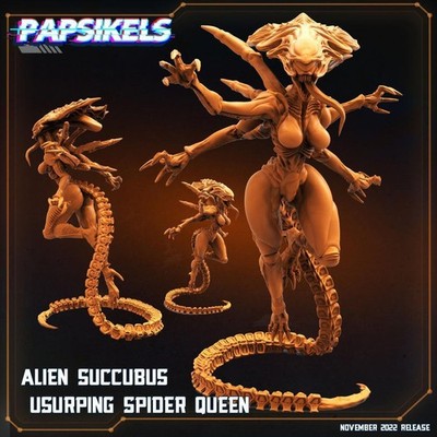3D Printed Papsikels Cyberpunk Sci-Fi Alien Succubus Usurping Spider Queen -