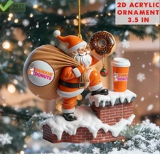 Dunkin Donuts Fan Christmas Ornament 2025 Acrylic 2D Flat 3.5 in