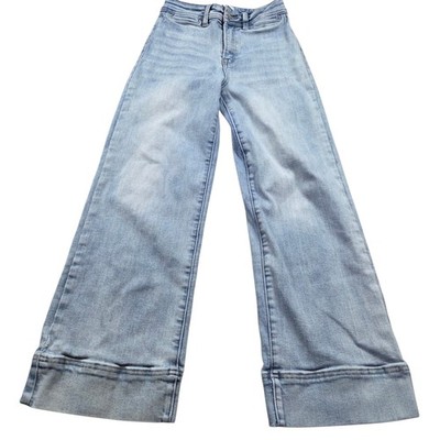 Risen Jeans Women's 3/26 Stretch Wide Leg Medium Wash Crop Demim