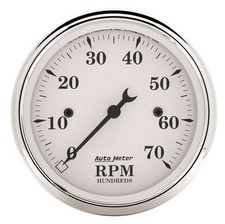 Auto Meter Old Tyme White 3 18in Tach 7000 Rpm Elec.