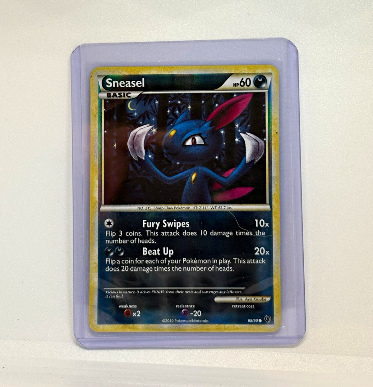 Pokemon TCG Sneasel 68/90 Undaunted Reverse Holo Common 60 HP English 2010