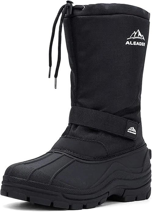 ALEADER Winter Boots for Men, Waterproof Snow Boots Hiking Shoes Black 11 D(M) U
