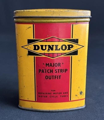 DUNLOP MAJOR PATCH STRIP OUTFIT BLECH OLDTIMER MOTOR AUTO MOTORRAD WERBUNG DOSE
