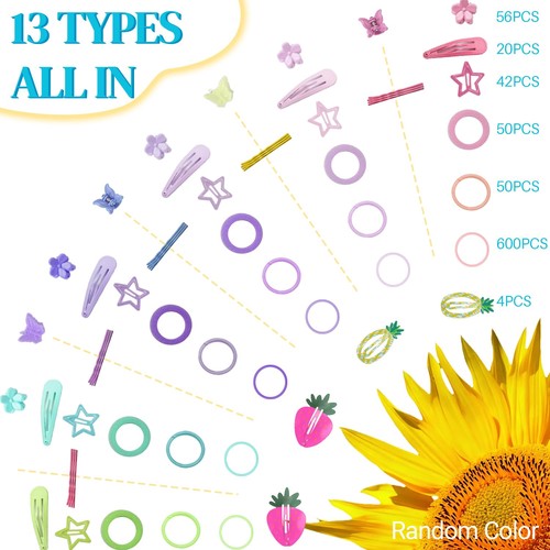 826PCS Elastic Hair Ties, Hair Bands Colorful Hair Accessories for Girls with... - Picture 5 of 7
