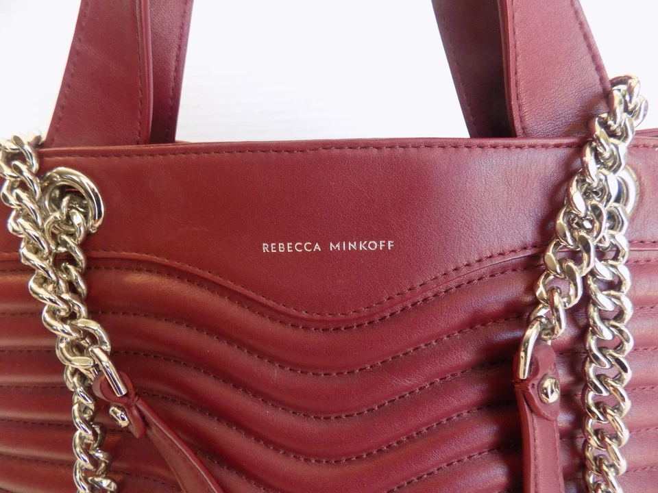 Rebecca Minkoff MAB Quilted Leather Satchel Burgundy wine silver purse handbag - Image 4 of 4