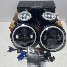 Pair 7 Halo Led Headlights And 4 Halo Fog Lights For Jeep Read Desc Pair 7 Halo Led Headlights And 4 Halo Fog Lights For Jeep Read Desc