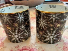 Two Halcyon Days Baz Dazzled small coffee cups black and gold