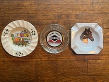 Lot of 3 Three Vintage Cigarette Ashtrays Ceramic Glass