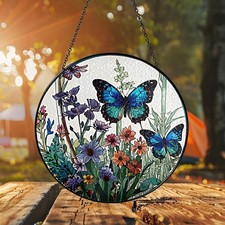 Butterfly Stained Glass Suncatcher Window Hanging, Butterfly Lovers Gift