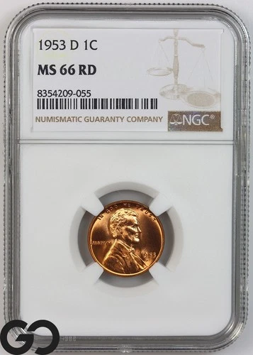1953-D Lincoln Cent Wheat Penny RED NGC MS 66 RD ** Brilliant Cherry Red!