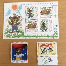 Foreign stamps, unused, set of 6, Hungary, France, Finland