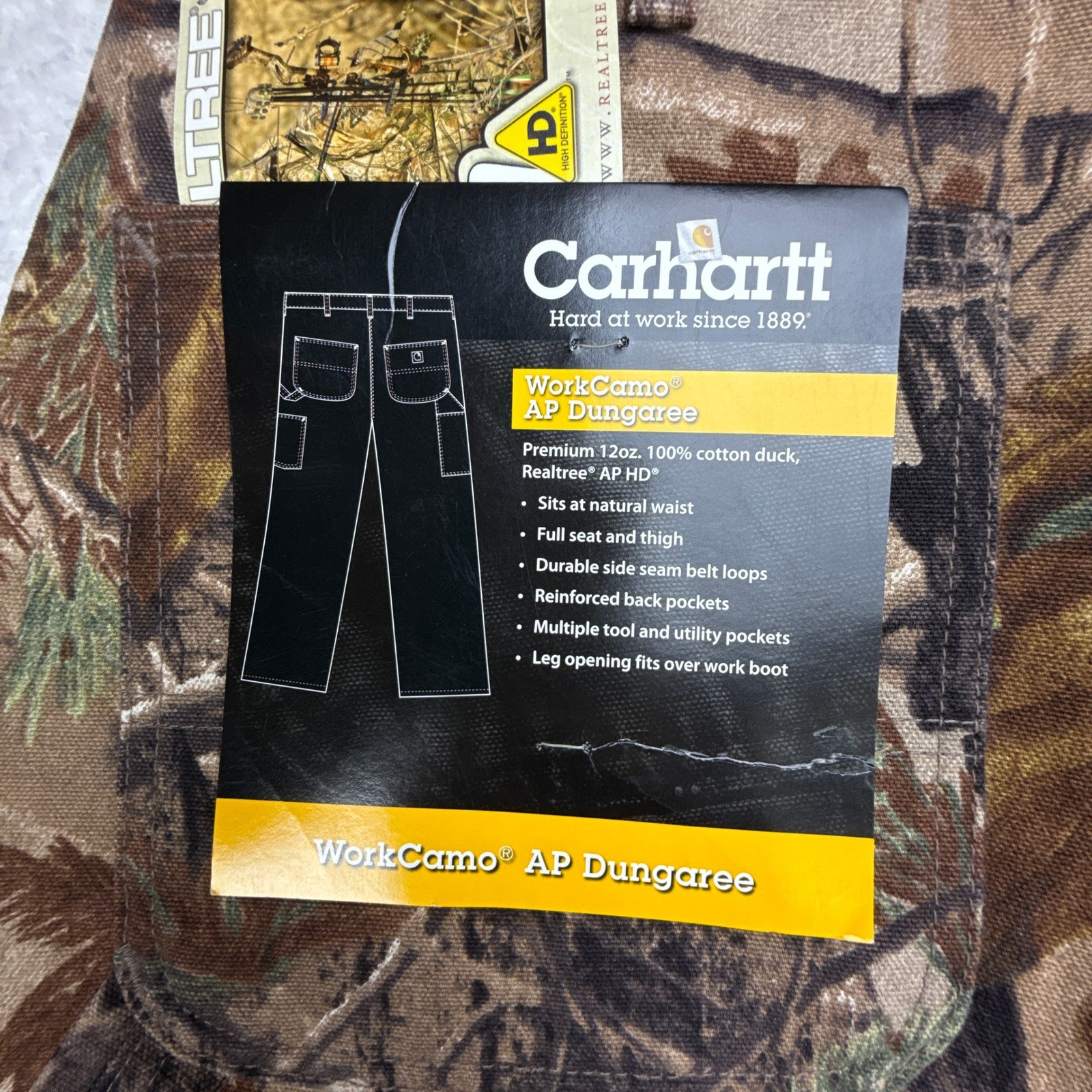 Carhartt Work Camo AP Dungaree Fit Pants Mens 36X32 B235 CAP Camo NWT NOS thumbnail 6