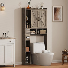 Over the Toilet Storage Cabinet, 31.1”W Bathroom Organizer with Double Doors, ab