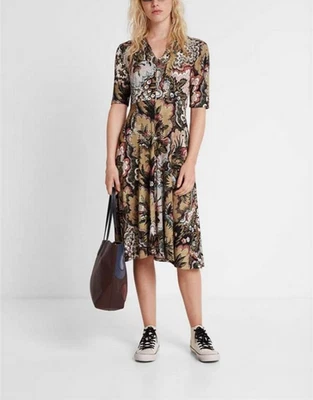 Desigual Damen Kleid Floral Midi Fit & Flare 19WWVK66 Gr. XS Stretch - Bild 1 von 4