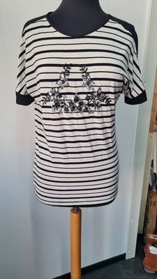 T-Shirt streifen mit Applikation edel, elegant, Alba Moda, versandkostenfrei