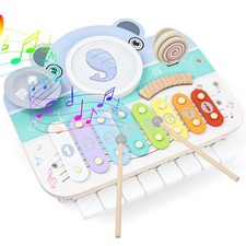 Baby Piano Xylophone for Toddlers 1-3, 6-in-1 Wooden Kids Musical Instruments...