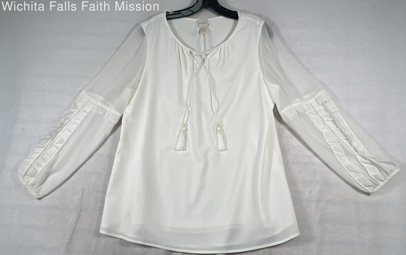 Chico’s Ivory Ruffled Blouse: Size 1