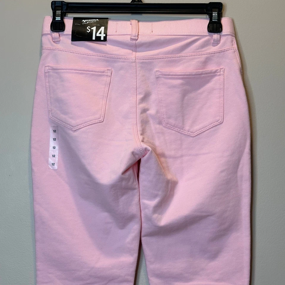 Pantalones de mezclilla elásticos Arizona Jean Co rosa talla 12 algodón spandex nuevos con etiquetas Foto 4 de 4
