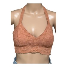 Auden Lace Racerback Bralette Medium Coral Orange Lightly Lined Wireless EUC