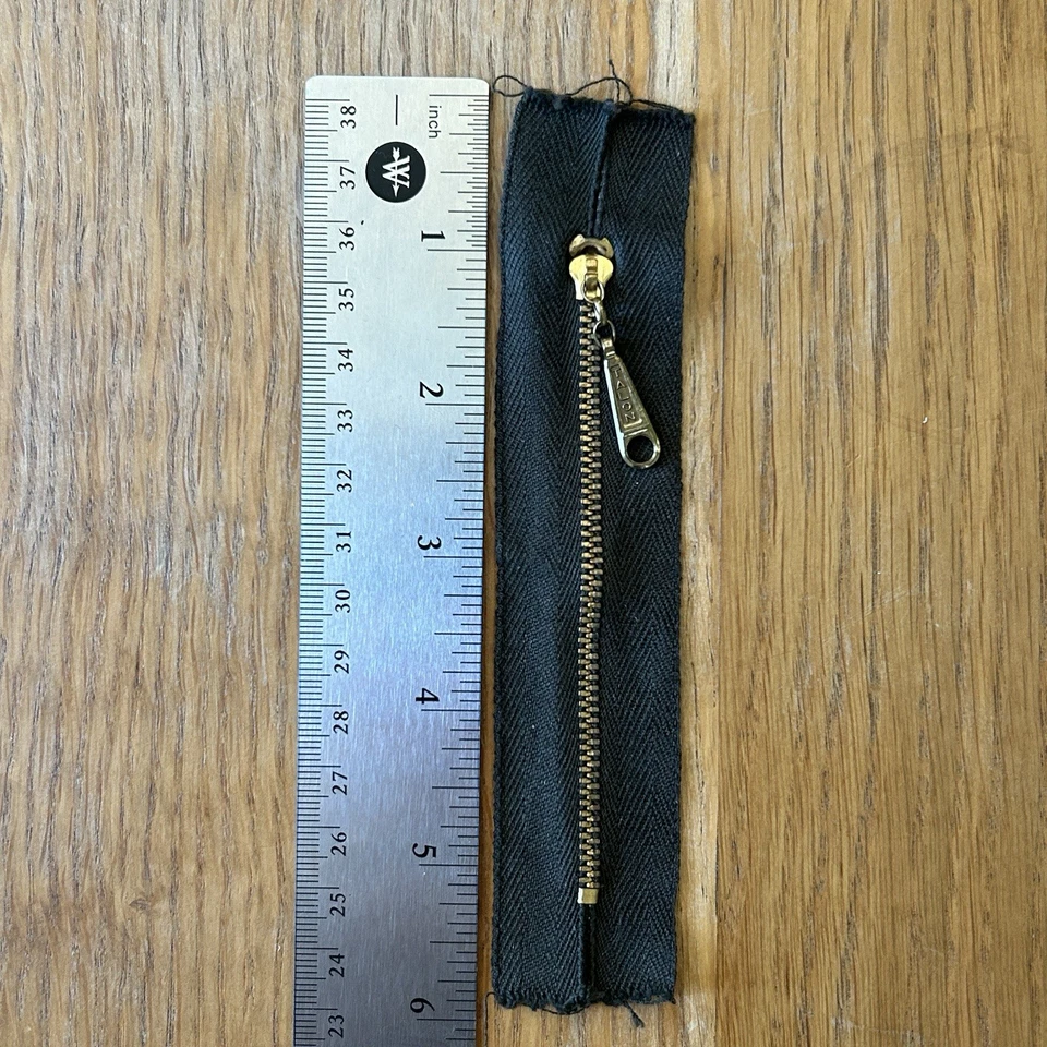 De colección Años 50 60 TALON EE. UU. Cadena Cremallera RARA Doble Cierre Extremo #3.5 5-7/8” Latón MARRÓN Foto 3 de 4