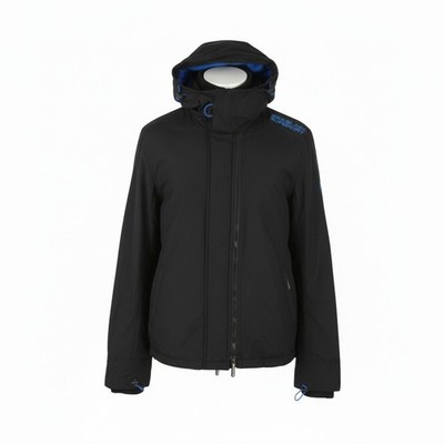 Superdry Windcheater Herrenjacke XL Schwarz Dreifach-Zip Kapuze Leicht