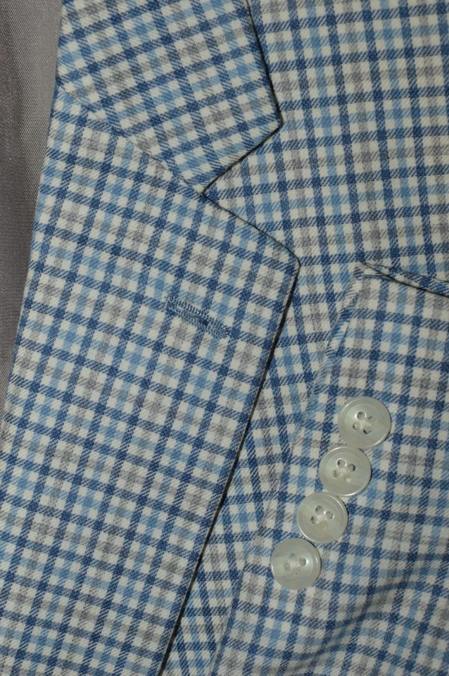 48L 46L LOGAN'S мужчин синий пистолет проверить шерсти шелк спортивный костюм пальто куртка - Изображение 2 из 4