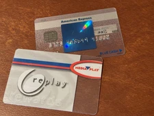 Expired American Express Blue Cash Clear Credit Card & a Media Play Replay Card