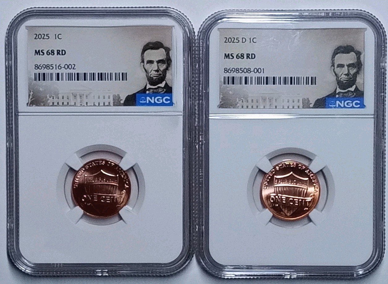 2025 P&D Lincoln Shield Cent 1C NGC MS68 RD Lincoln Label 2 Coin Set