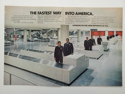 TWA Private Customs Facilities Agents Baggage Claim  1970 Vintage Print Ad