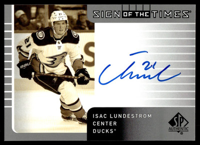 2021-22 SP Authentic 2001-02 Retro Sign of the Times Isac Lundestrom Auto