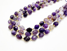 Natural Purple Amethyst Faceted Oval Beads 6x8mm Gemstone Strand 14.5" - PGS323